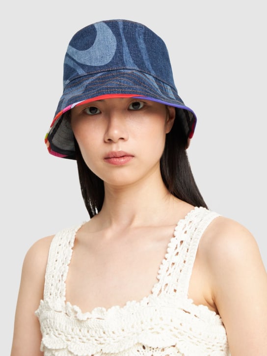 Pucci: Lasered denim bucket hat - Blueceleste - women_1 | Luisa Via Roma