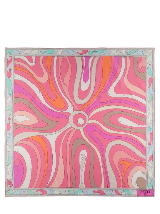 Pucci: Printed silk twill scarf - Pink - women_0 | Luisa Via Roma