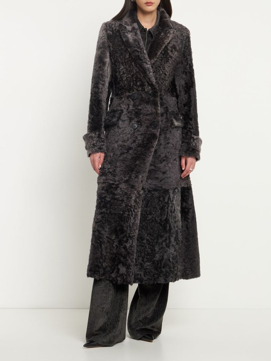Alberta Ferretti: Reversible faux fur & faux leather coat - women_1 | Luisa Via Roma