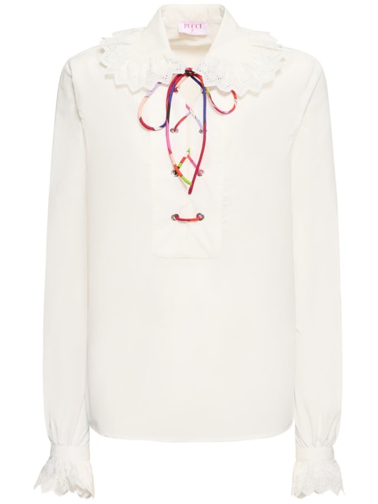 Pucci: Cotton blend poplin shirt - Beyaz - women_0 | Luisa Via Roma