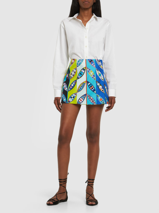 Pucci: Girandole printed silk twill mini skirt - women_1 | Luisa Via Roma
