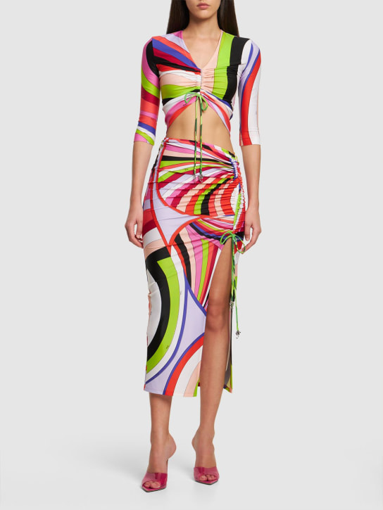 Pucci: Crop top en lycra imprimé Iride - Multicolore - women_1 | Luisa Via Roma