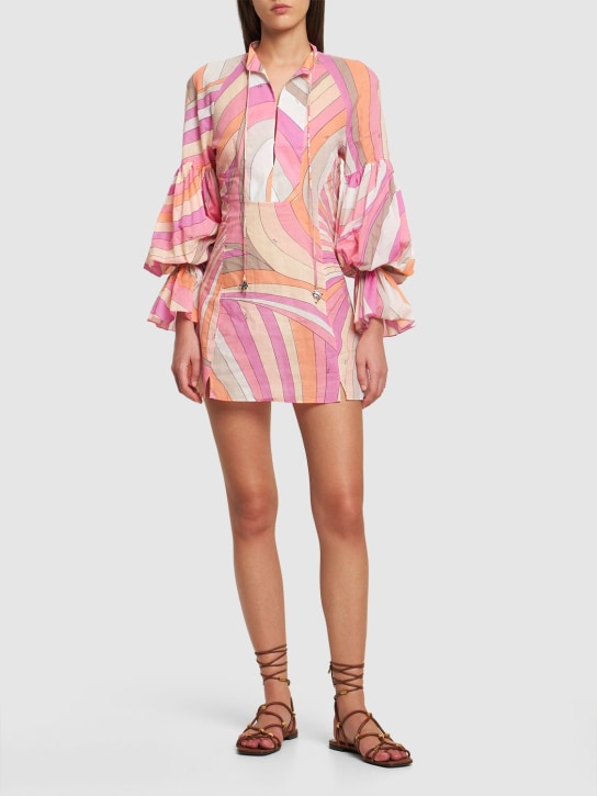 Pucci: Iride printed cotton muslin mini dress - Pink - women_1 | Luisa Via Roma