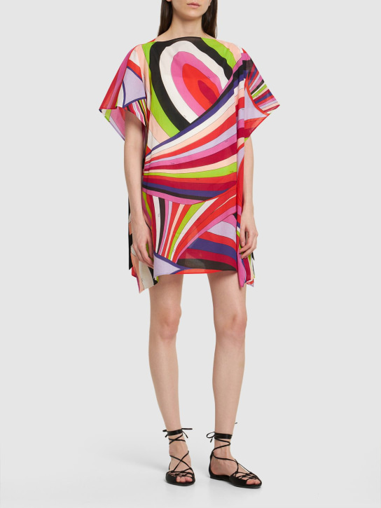 Pucci: Iride printed voile mini kaftan dress - Multicolor - women_1 | Luisa Via Roma