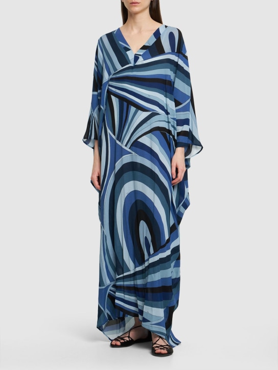 Pucci: Iride printed georgette kaftan - Blue - women_1 | Luisa Via Roma