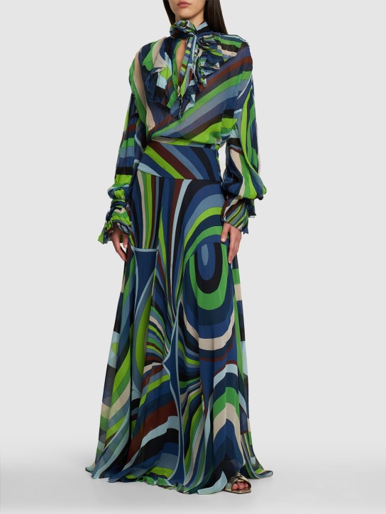 Pucci: Camisa de chifón de seda estampado - Multicolor - women_1 | Luisa Via Roma