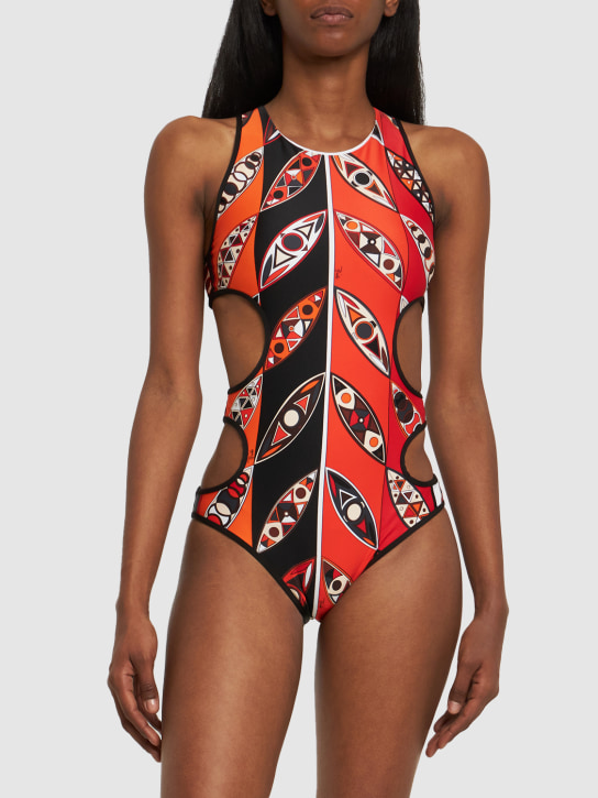 Pucci: Girandole cutout Lycra onepiece swimsuit - Multicolor - women_1 | Luisa Via Roma