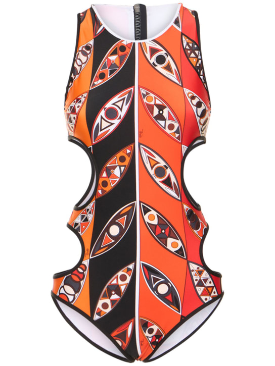 Pucci: Girandole cutout Lycra onepiece swimsuit - Multicolor - women_0 | Luisa Via Roma