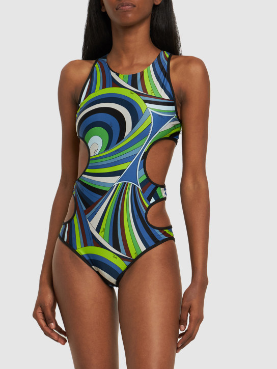 Pucci: Iride cutout Lycra one piece swimsuit - Renkli - women_1 | Luisa Via Roma