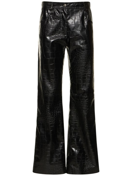 MSGM: Pantalones de piel sintética con efecto cocodrilo - Negro - women_0 | Luisa Via Roma