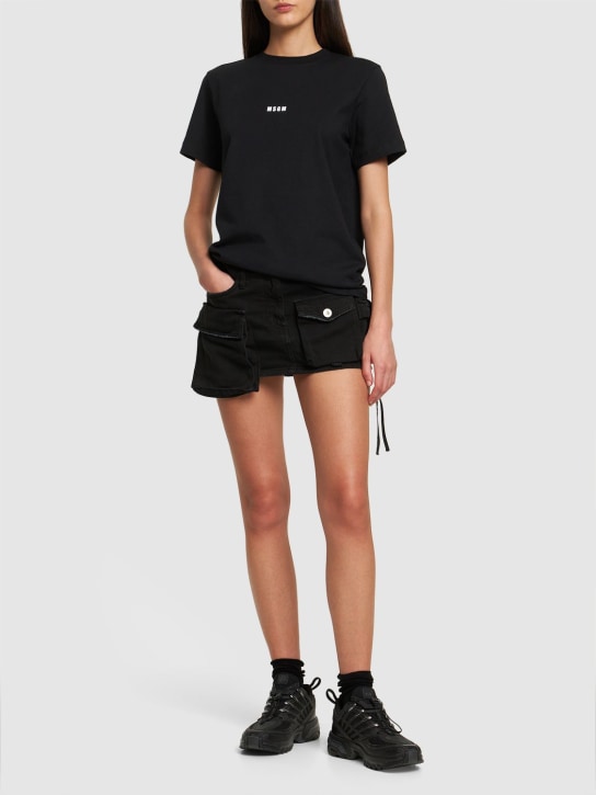MSGM: ロゴプリントTシャツ - ブラック - women_1 | Luisa Via Roma