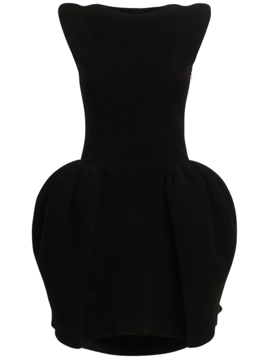 Versace: Voluminous绳绒针织迷你连衣裙 - 黑色 - women_0 | Luisa Via Roma