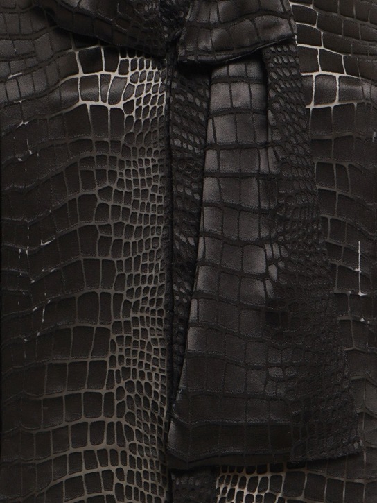 Versace: Crocodile devoré bow shirt - Black - women_1 | Luisa Via Roma