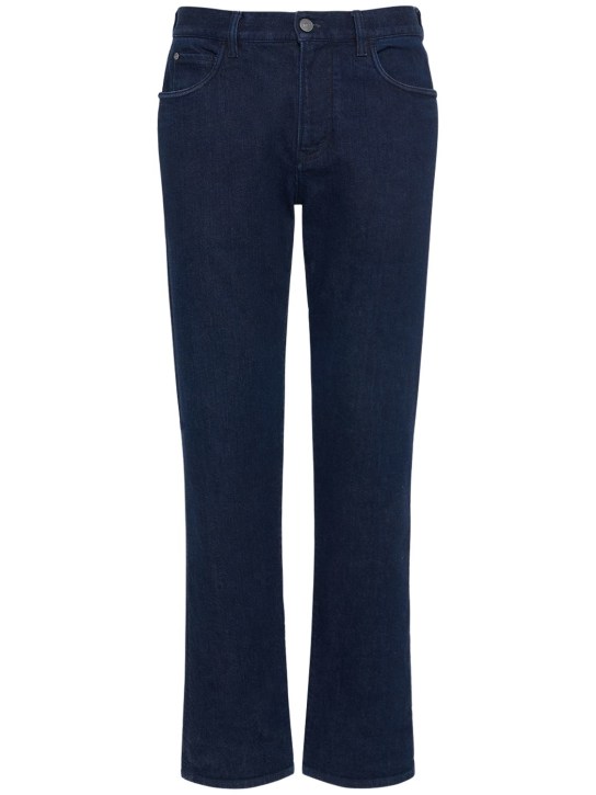 Loro Piana: Pantalones rectos de denim de algodón - Azul Oscuro - men_0 | Luisa Via Roma