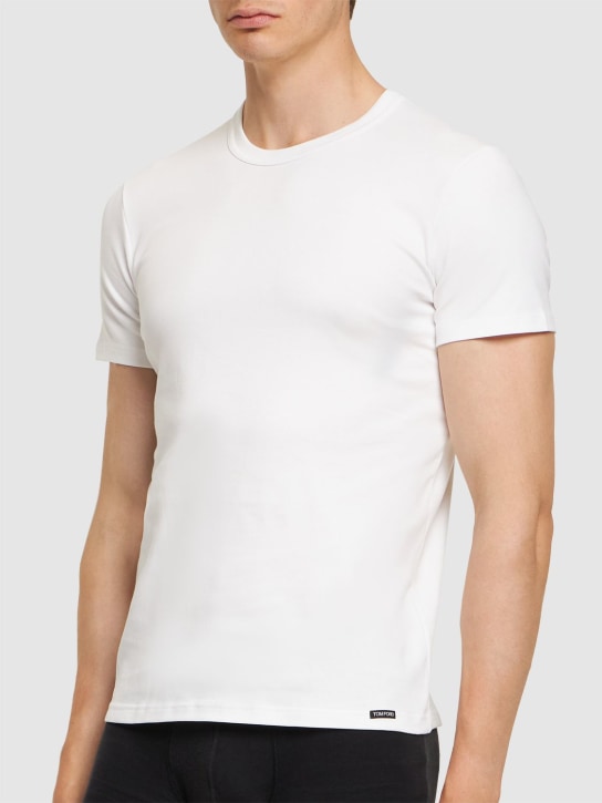 Tom Ford: 棉质平纹针织圆领T恤 - 白色 - men_1 | Luisa Via Roma