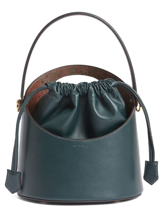 Etro: Medium Saturno leather top handle bag - Verde Ottanio - women_0 | Luisa Via Roma