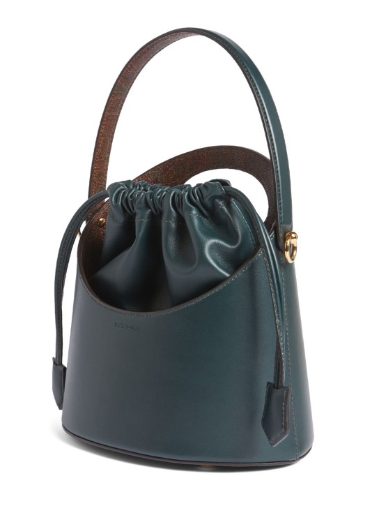 Etro: Medium Saturno leather top handle bag - Verde Ottanio - women_1 | Luisa Via Roma