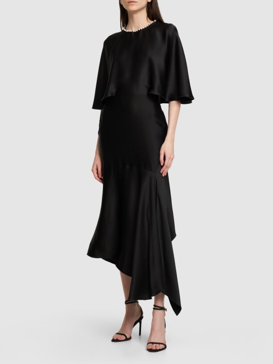 Stella McCartney: Asymmetric satin midi dress - Black - women_1 | Luisa Via Roma