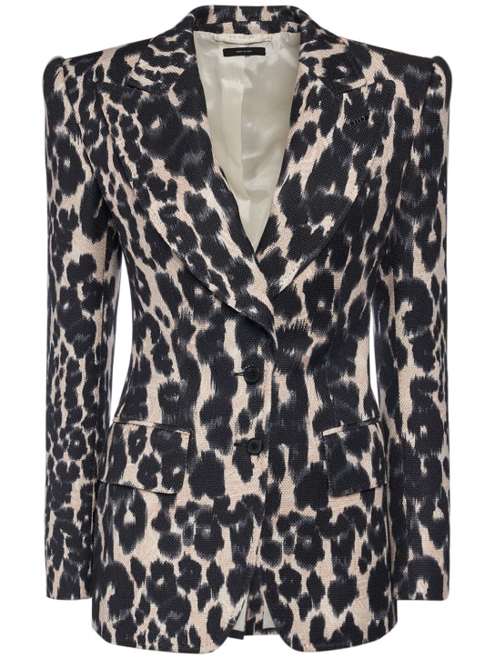 Leo hopsack print fitted jacket
