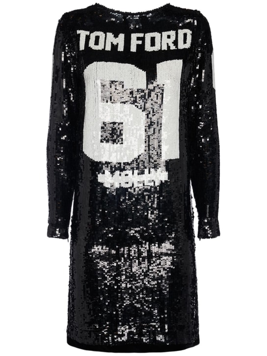 Tom Ford: Logo all over sequin mini dress - Black - women_0 | Luisa Via Roma