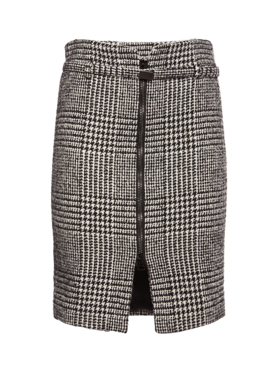 Tom Ford: Prince of Wales wool blend midi skirt - Multicolor - women_0 | Luisa Via Roma