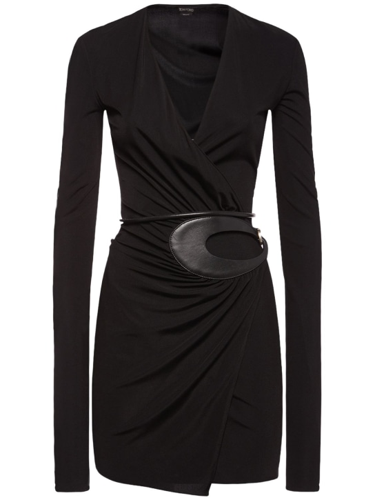 Tom Ford: Jersey wrap mini dress - Black - women_0 | Luisa Via Roma