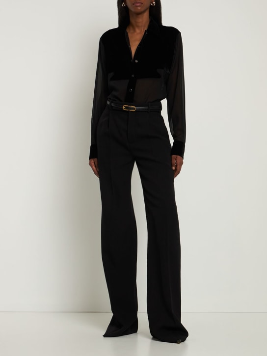 Tom Ford: Velvet & georgette silk shirt - Black - women_1 | Luisa Via Roma