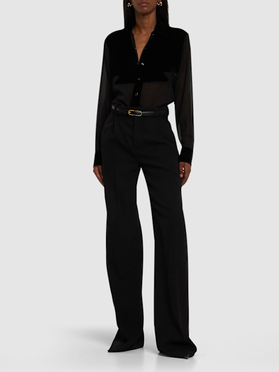 Velvet & georgette silk shirt - Thumbnail 2