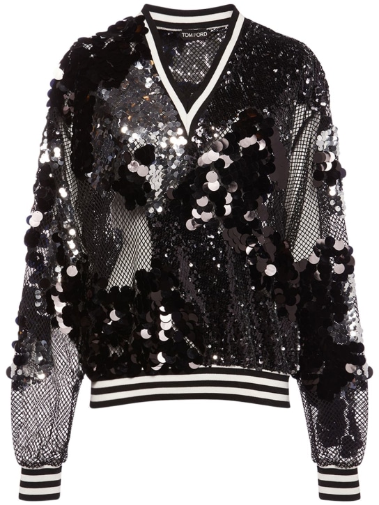 Tom Ford: Sequined net sweater - Multicolor - women_0 | Luisa Via Roma