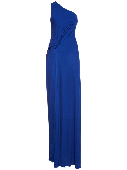 Tom Ford: Crepe jersey one shoulder long dress - Blue - women_0 | Luisa Via Roma