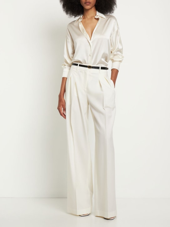 Tom Ford: Stretch silk satin relaxed fit shirt - White - women_1 | Luisa Via Roma