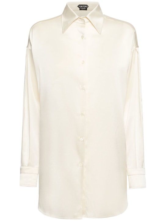 Tom Ford: Camicia relaxed fit in raso di seta stretch - Bianco - women_0 | Luisa Via Roma