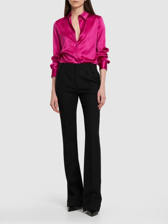 Tom Ford: Stretch silk satin fitted shirt - Fuchsia - women_1 | Luisa Via Roma