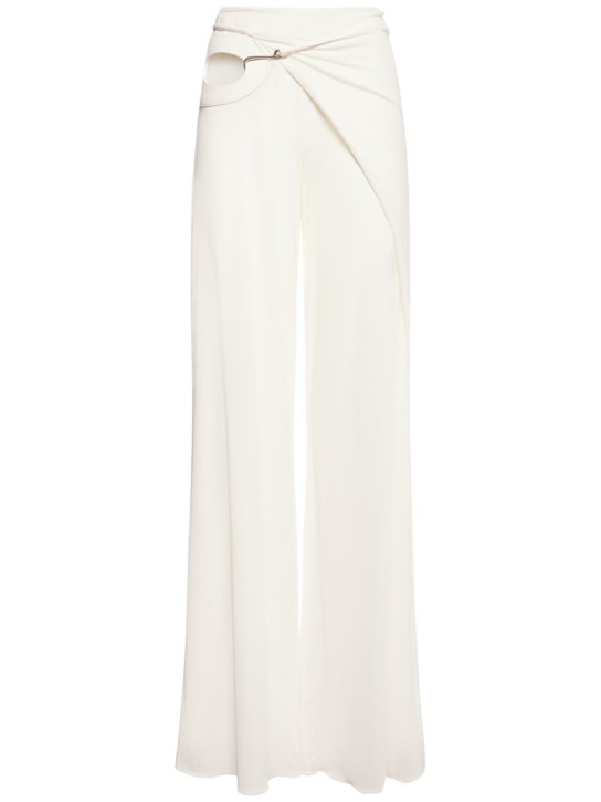 Tom Ford: Jersey mid rise wrap wide pants - White - women_0 | Luisa Via Roma