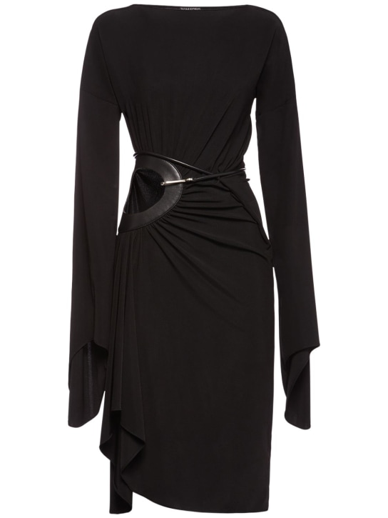 Tom Ford: Jersey wrap midi dress - Black - women_0 | Luisa Via Roma