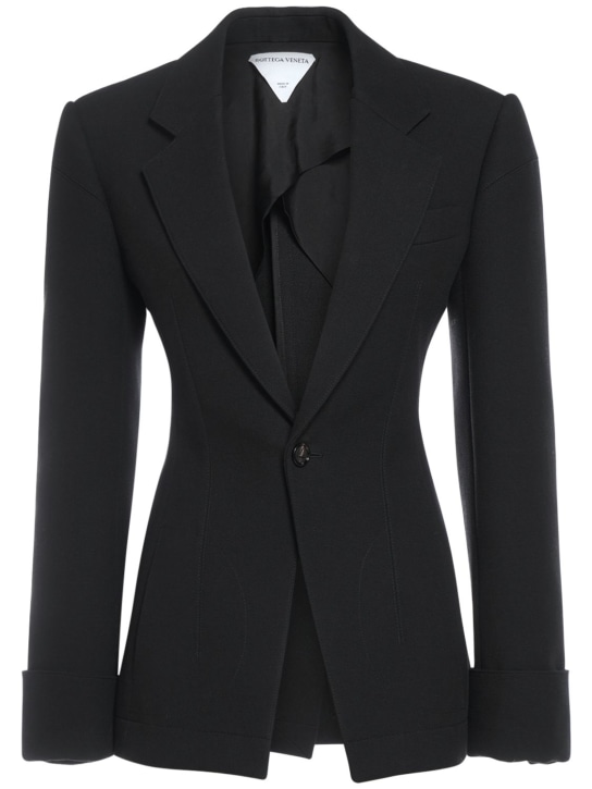 Bottega Veneta: Structured cotton blend jacket - Black - women_0 | Luisa Via Roma
