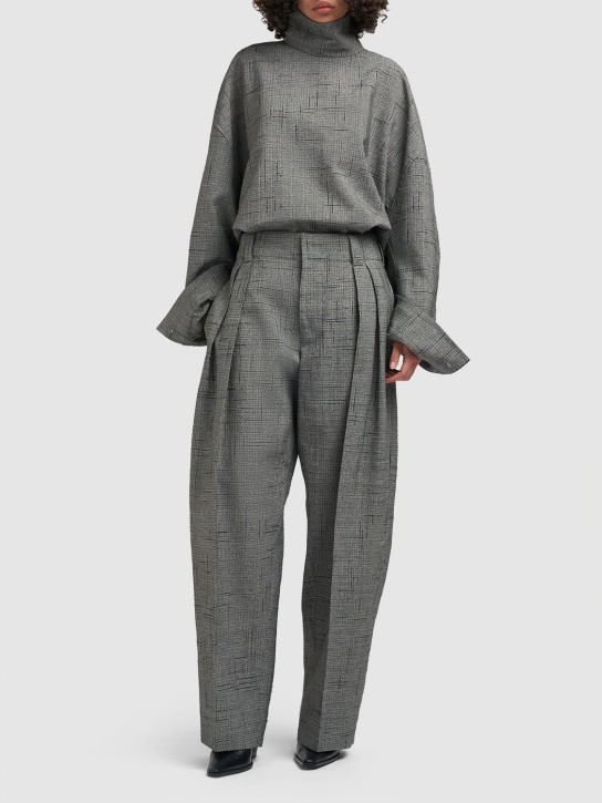 Bottega Veneta: Criss cross粘胶纤维混纺裤子 - 灰色 - women_1 | Luisa Via Roma