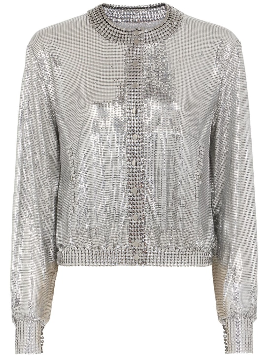 Rabanne: Collarless mesh jacket - Silver - women_0 | Luisa Via Roma