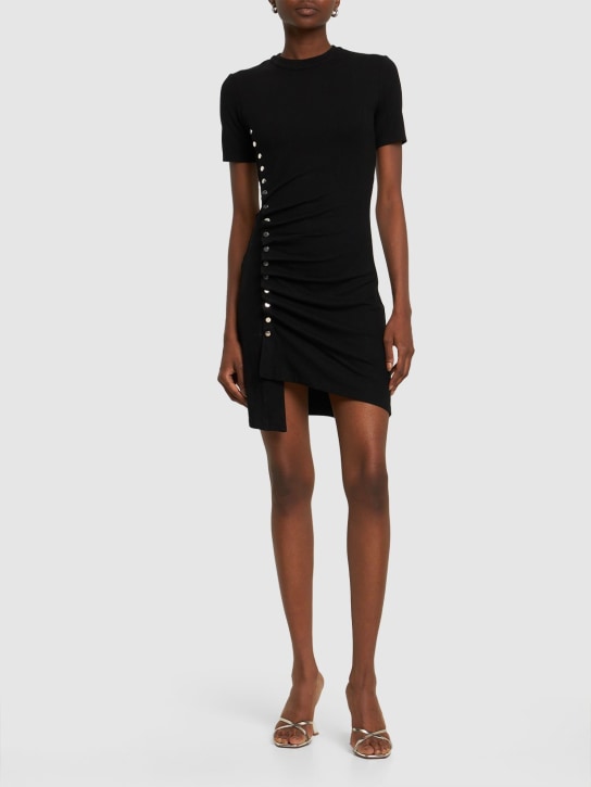 Rabanne: Viscose jersey mini dress - Siyah - women_1 | Luisa Via Roma