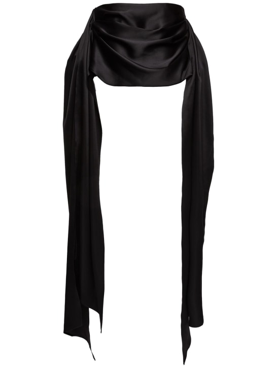 Magda Butrym: Taffeta draped mini skirt w/ rose - Black - women_3 | Luisa Via Roma