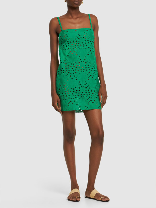 Johanna Ortiz: Sierra Mystic eyelet lace mini dress - Green - women_1 | Luisa Via Roma