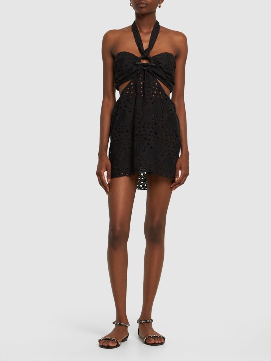 Johanna Ortiz: Uncu cotton eyelet lace mini dress - Black - women_1 | Luisa Via Roma