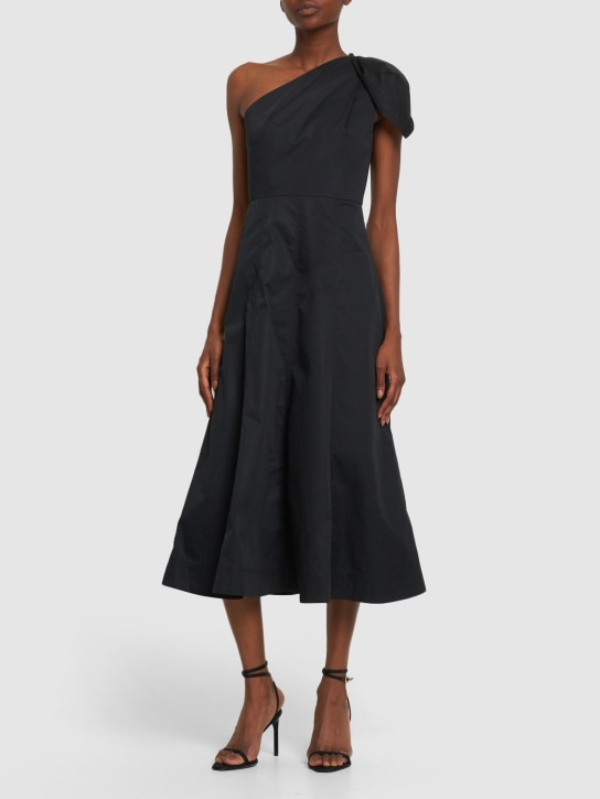 Roland Mouret: Asymmetric cotton poplin midi dress - Black - women_1 | Luisa Via Roma