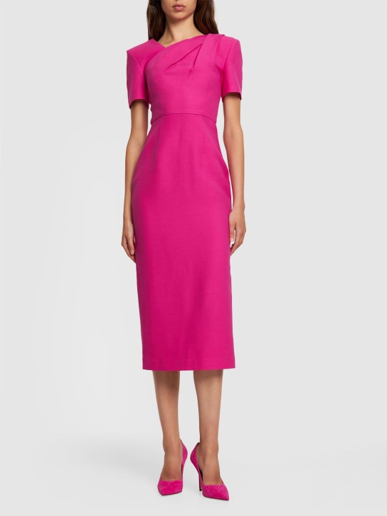 Roland Mouret: Silk & wool midi dress - Pink - women_1 | Luisa Via Roma