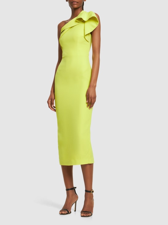 Roland Mouret: Asymmetric silk & wool midi dress - Yellow - women_1 | Luisa Via Roma