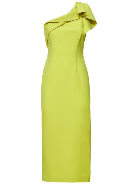 Roland Mouret: Asymmetric silk & wool midi dress - Yellow - women_0 | Luisa Via Roma