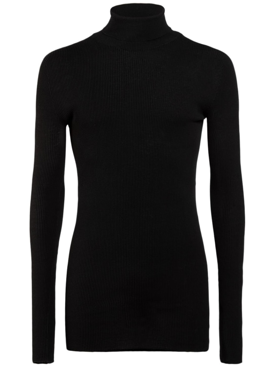Balenciaga: Seamless fitted cotton sweater - Black - men_0 | Luisa Via Roma