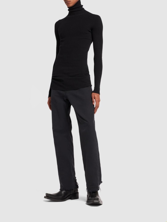 Balenciaga: Seamless fitted cotton sweater - Black - men_1 | Luisa Via Roma