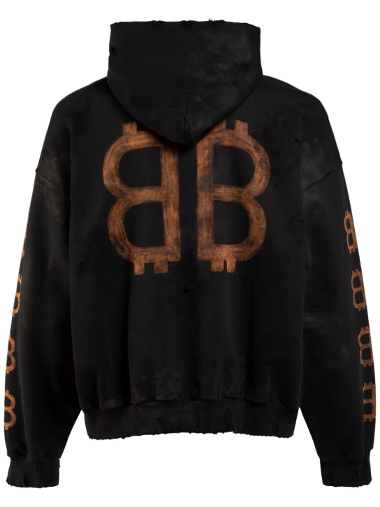 Balenciaga: Sudadera de algodón - Negro Lavado - men_4 | Luisa Via Roma
