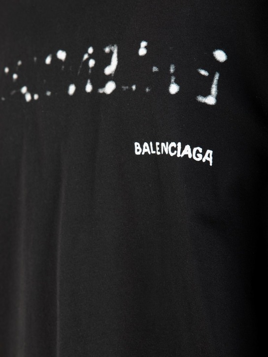 Balenciaga: Printed cotton jersey t-shirt - Black/White - men_3 | Luisa Via Roma